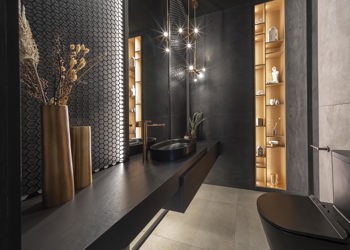 Luxury Powder Room Black LED Feature