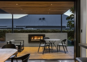 Outdoor Fire Covered Patio Dining