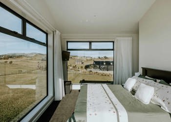 Master Bedroom With Large Windows Rural Views Nz House