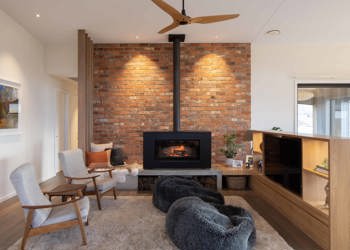 Split Level Living Area With Wood Burner Fireplace