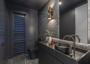 Modern Dark Tiled Toilet Bathroom