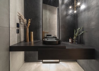 Luxury Powder Room Black Custom Basin