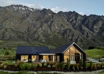 Queenstown Modern Gable Home Exterior Mountain Backdrop