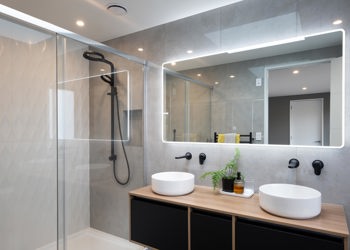 Grey Natural Black Bathroom